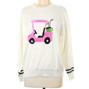 RUNWAY ATHLETICS Golf Cart lightweight knit sporty off white casual sweater Sz M